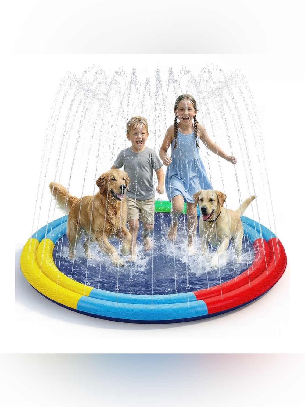 Splash Pad for Kids & Dogs, 78” Sprinkler Splash Pad with Dual Sprayers
